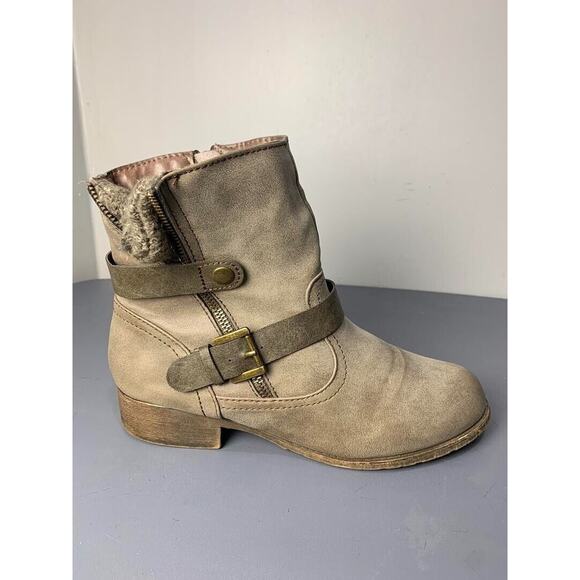 Womens Ankle Boots With Side Zipper & Buckle Detail Size 7.5 - Picture 4 of 8